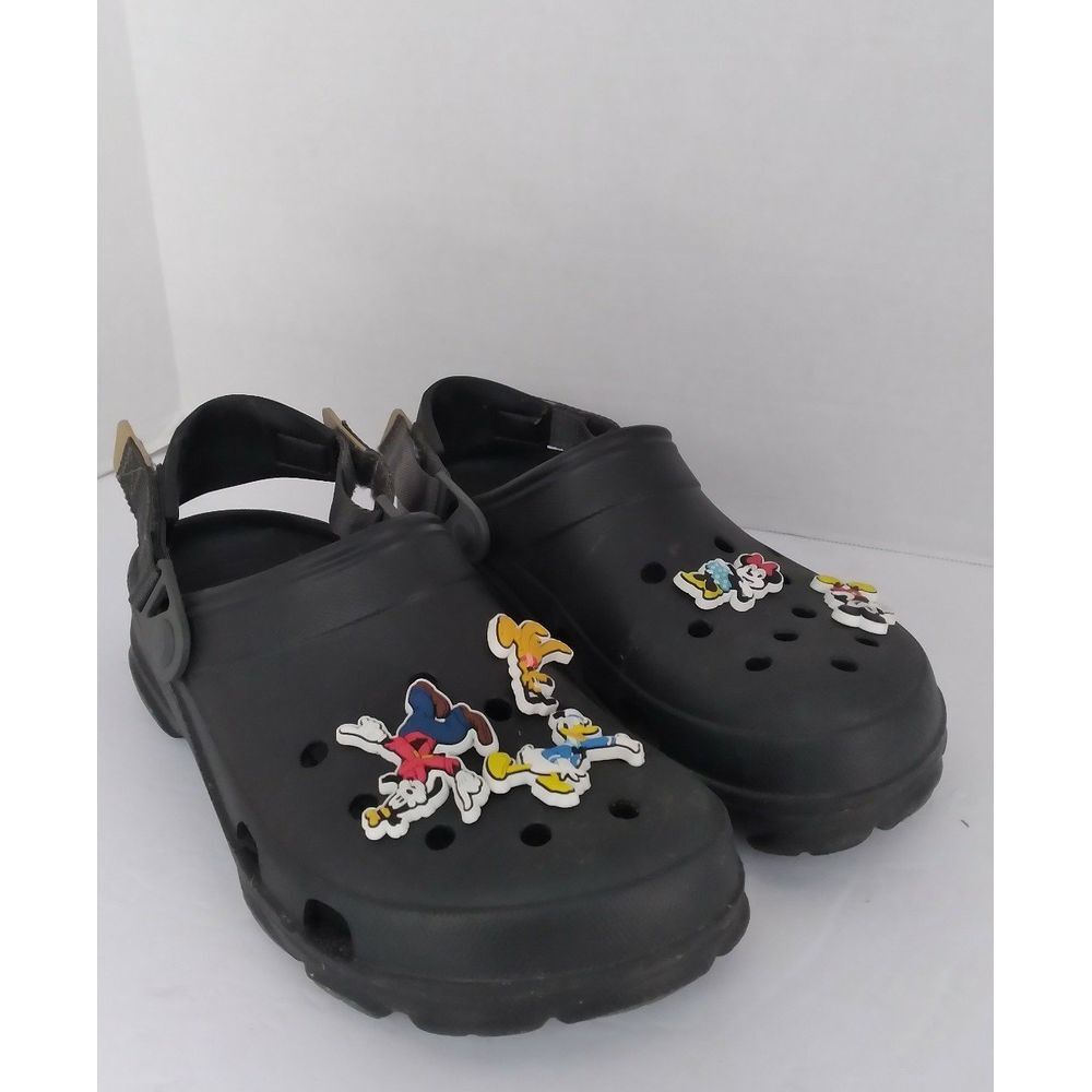 Black Crocs Classic Clogs with Disney Mickey Mouse Jibbitz Charms Comfort Shoes